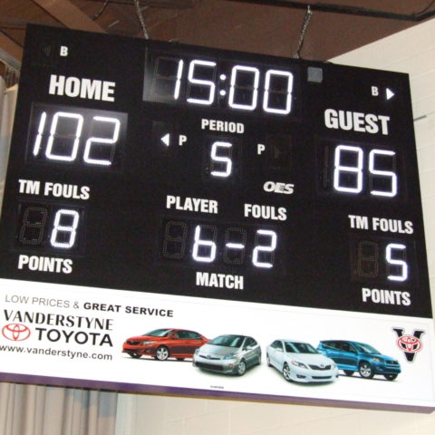 hanging scoreboard with ad space