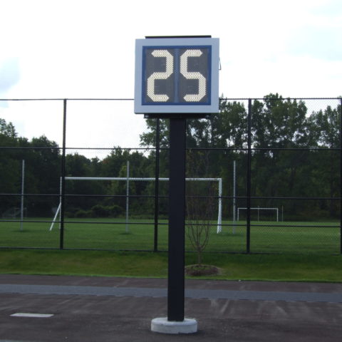 clock on a football field shwoing play time left