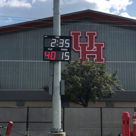 segment timer mounted to a pole at the University of Houston