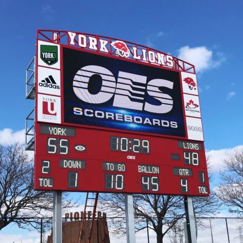 scoreboard with ad space and screen