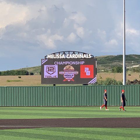 Melissa Cardinals baseball scoreboard in field
