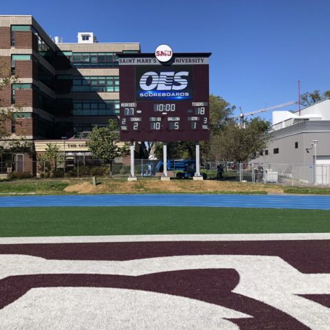 football video scoreboard at St Marys University in Halifax