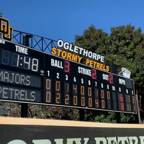 The baseball scoreboard at Oglethorpe University