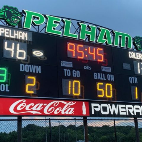 pelham scoreboard with sponsors