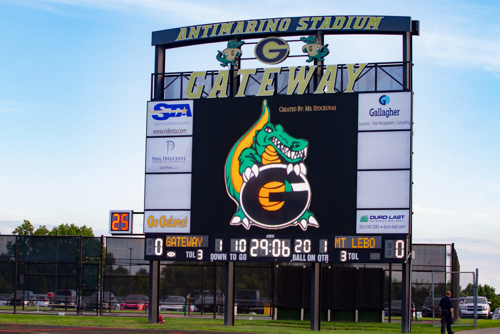 The Antimarino Stadium Gateway outdoor scoreboard.