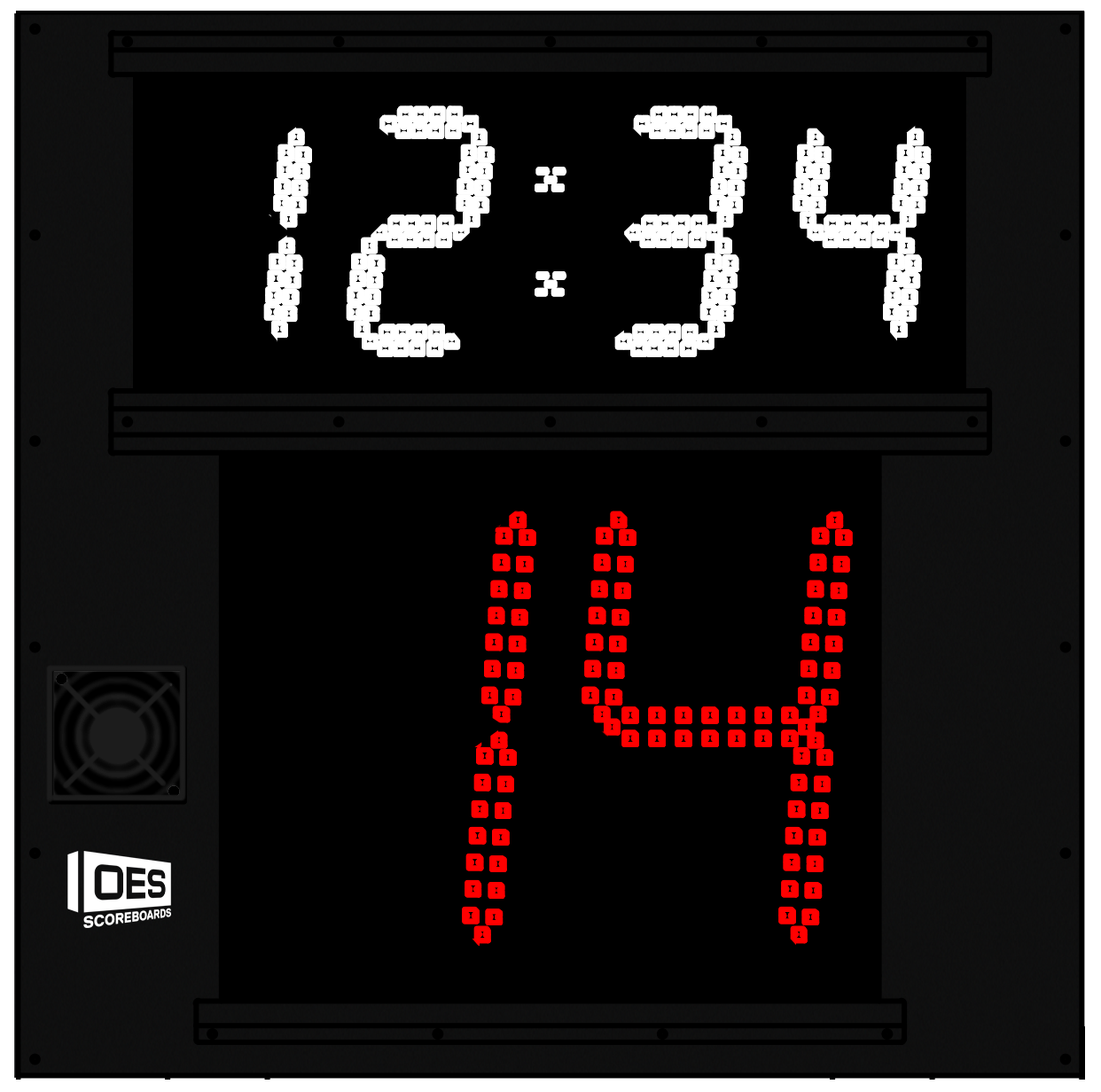 Shot clock with Game time - SHOTS-14G7 - OES Scoreboards