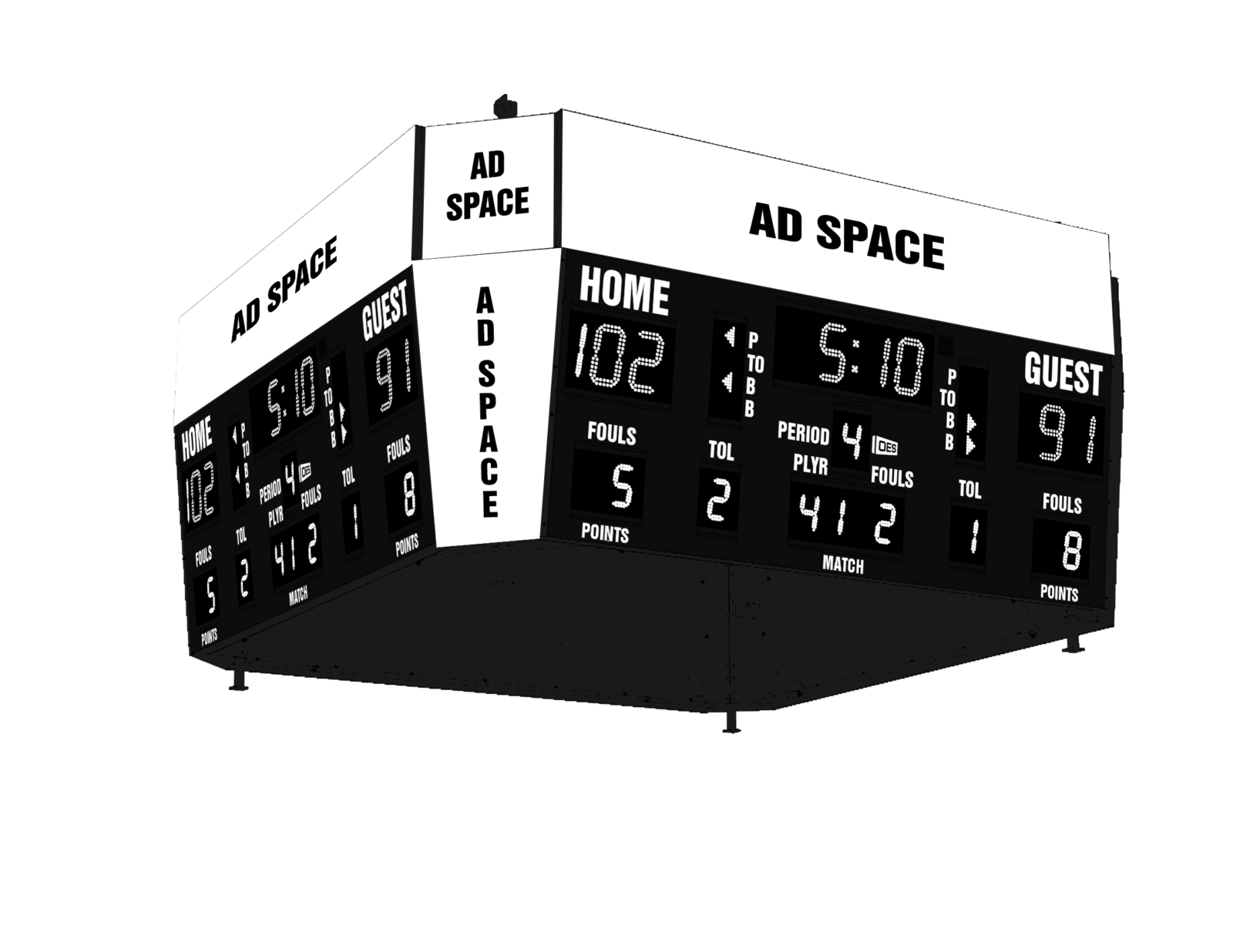 Center Hung Scoreboard - Center Hung M5010AICV-4 - Image 2