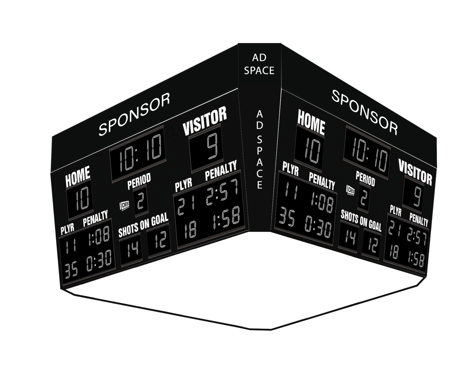 Center Hung Scoreboard - Center Hung M6010CICV-4